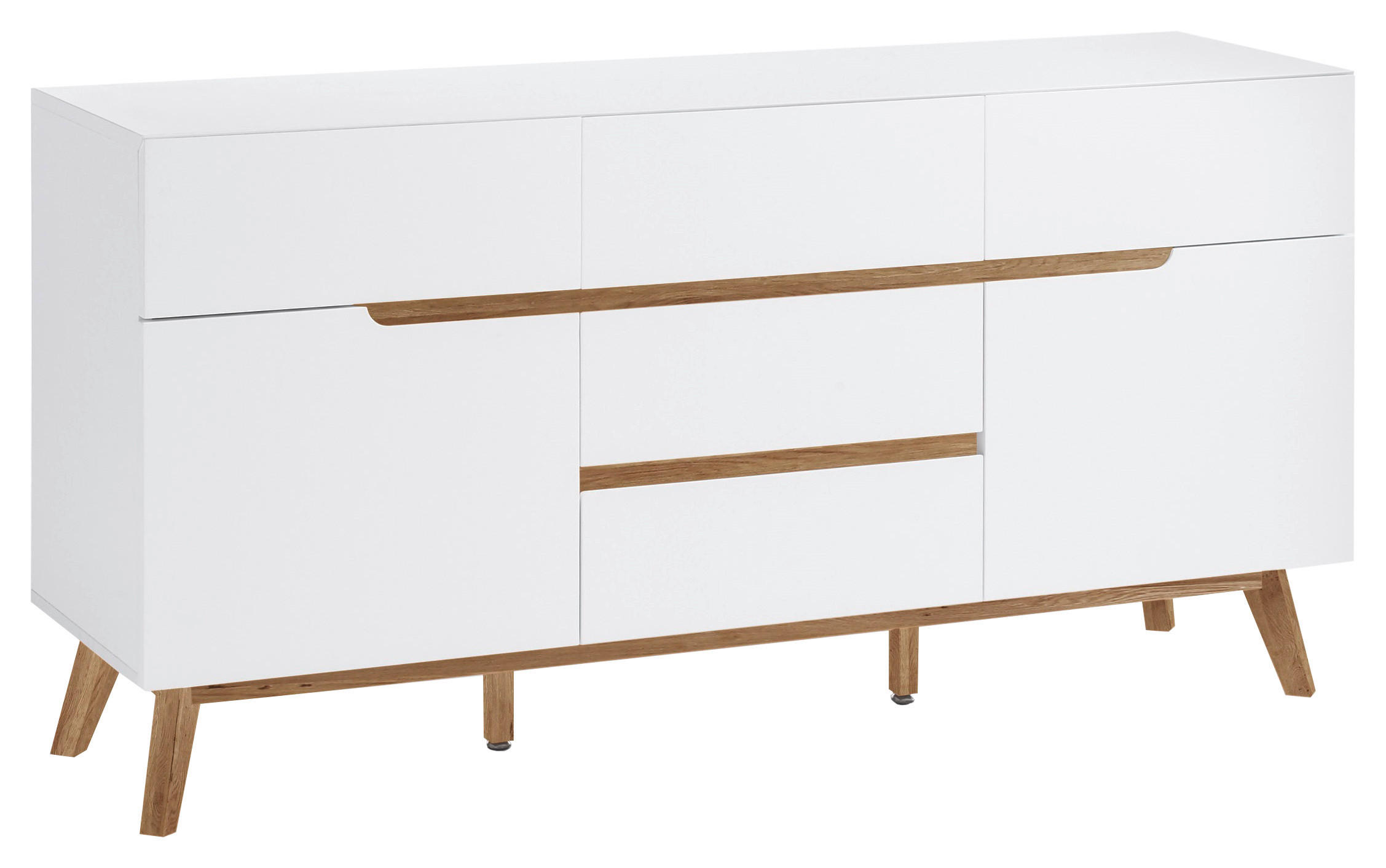SIDEBOARD Cervo 145/76/40 cm 5 Schublade(n)  - Eichefarben/Weiß, Design, Holz/Holzwerkstoff (145/76/40cm)
