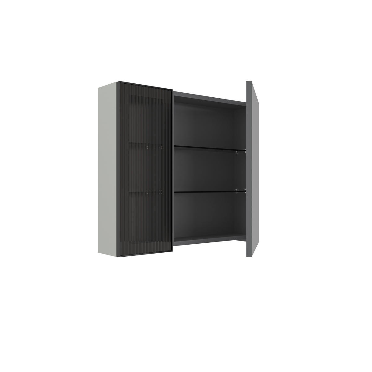 BADEZIMMER 3-teilig  in  - Weiß Hochglanz/Beige, MODERN, Glas/Holz (80/114/45cm) - MID.YOU