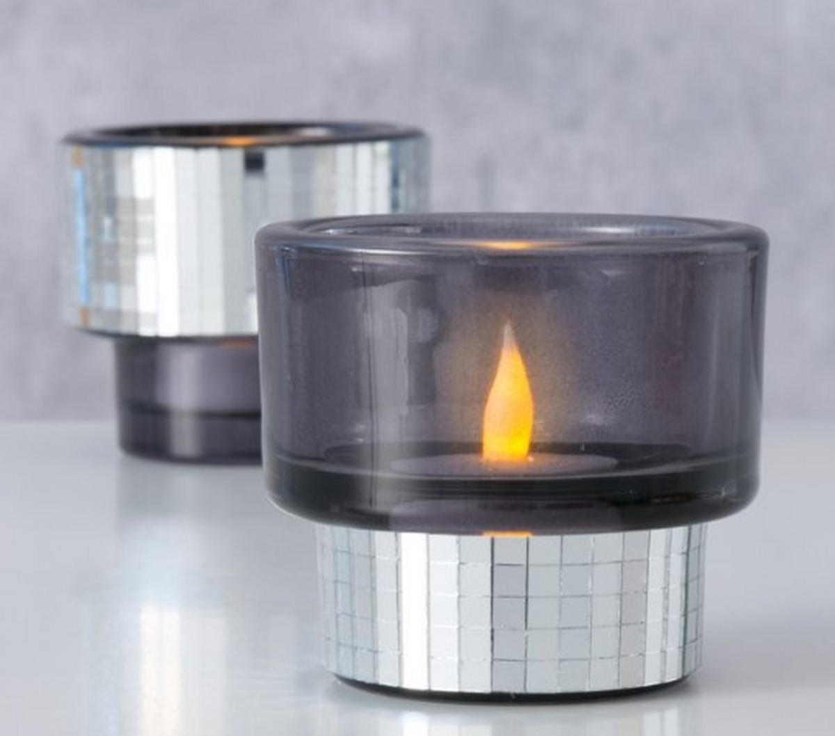 VÄRMELJUSGLAS  - silver/svart, Lifestyle, glas (8,4/7,5cm)