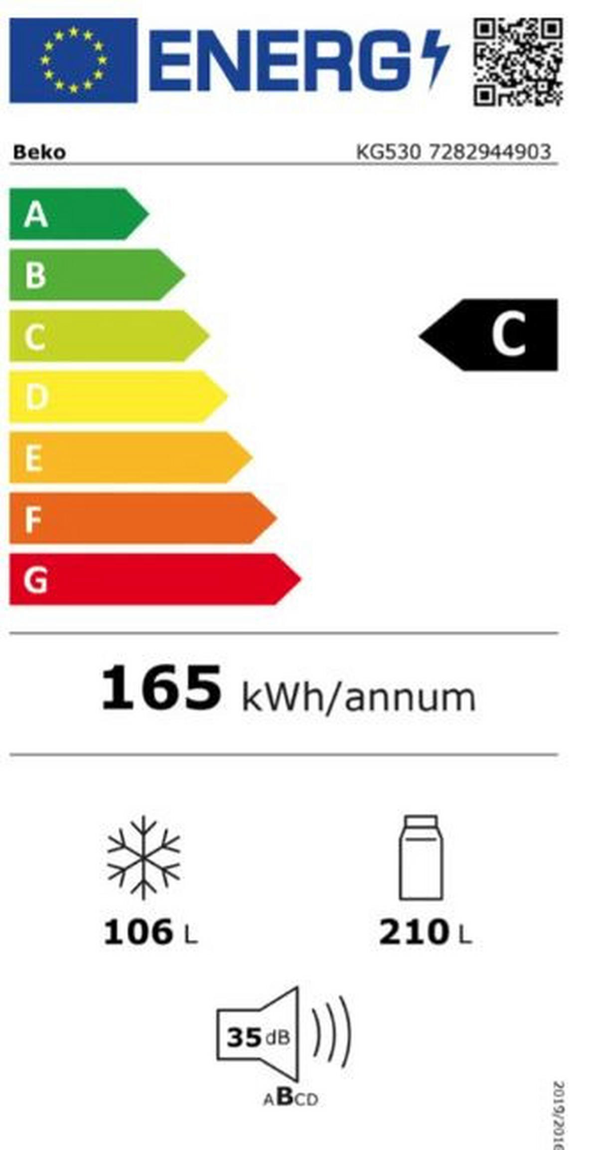 KÜHL-GEFRIER-KOMBINATION KG530  - Grau, Kunststoff/Metall (59,5/186,5/66,3cm) - Beko