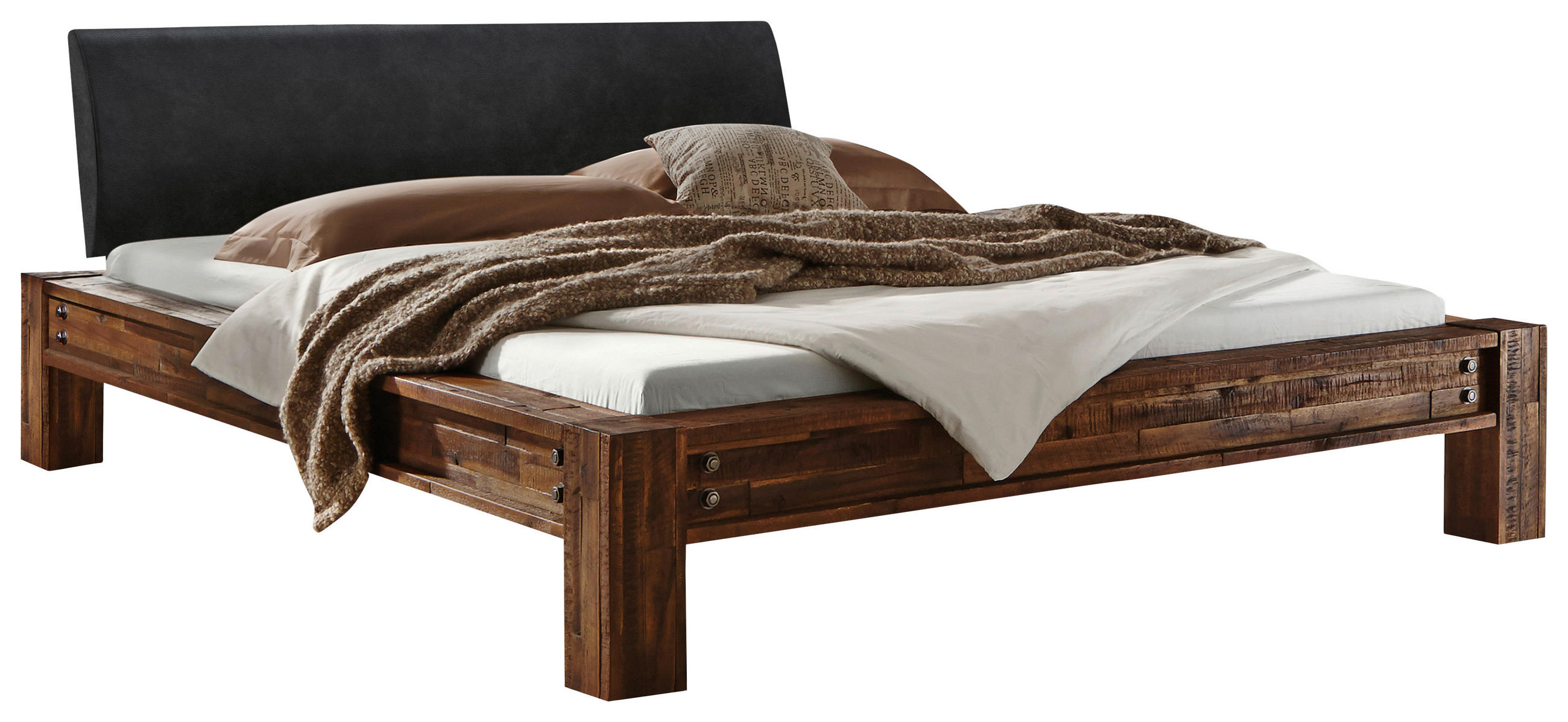 BETT 180/200 cm  in Anthrazit, Braun, Akaziefarben  - Anthrazit/Braun, Design, Holz (180/200cm) - Hasena