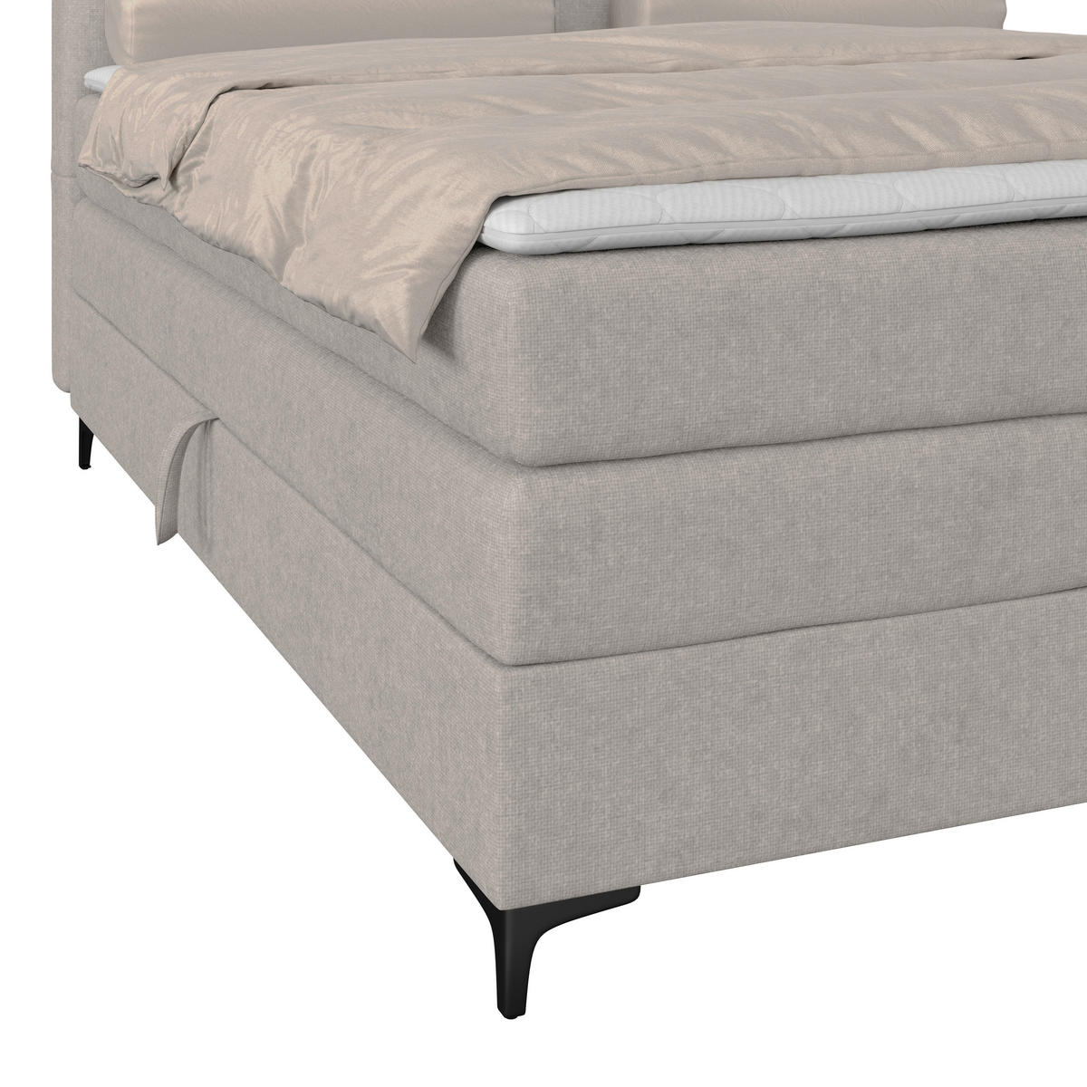 BOXSPRINGBETT 200/200 cm,  in Lavagrau, H3 = fest  - Lavagrau/Schwarz, KONVENTIONELL, Kunststoff/Textil (200/200cm)