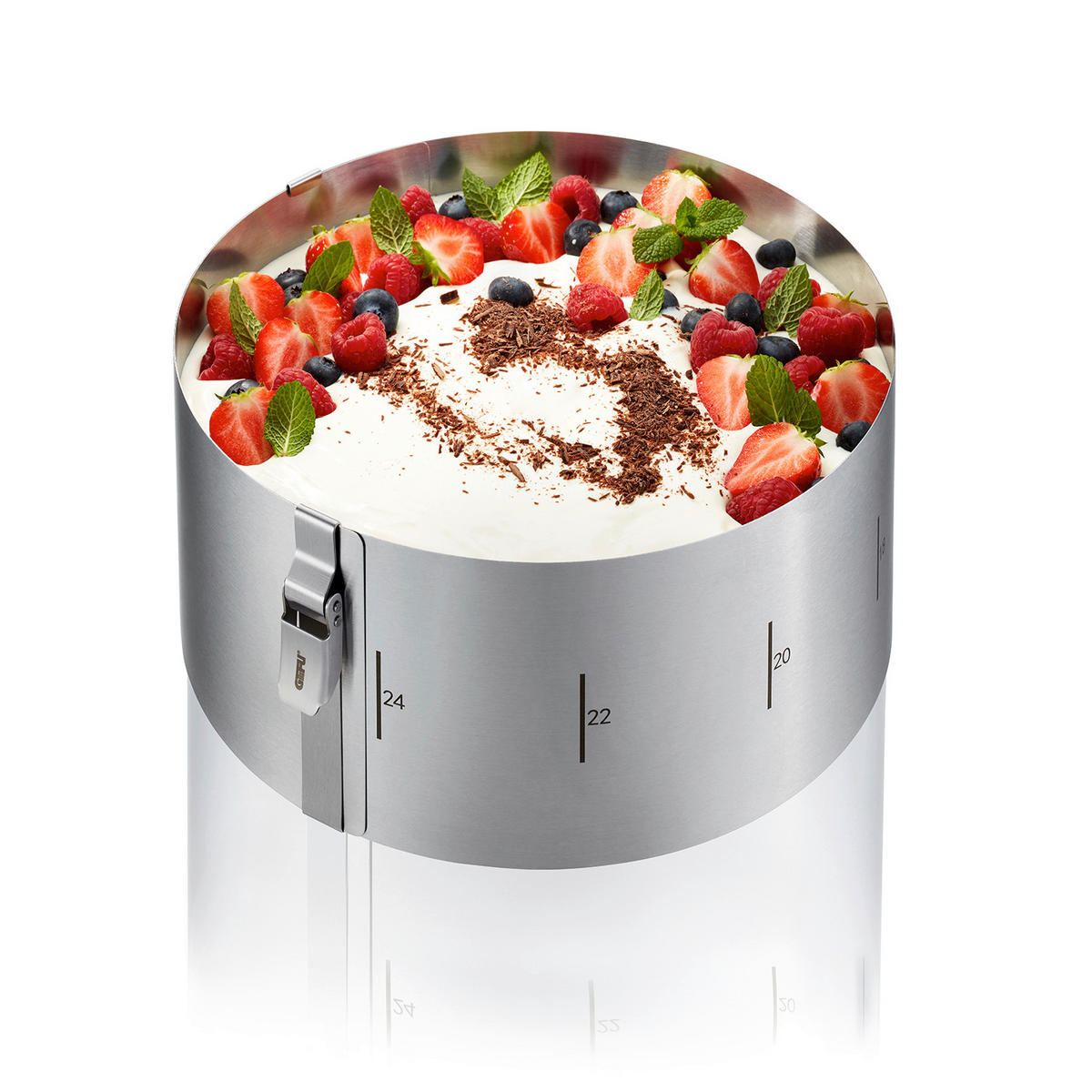 OBRUČ ZA TORTU TONDO CLIP  - srebrne boje, Basics, metal (16/10cm) - Gefu