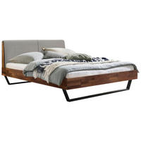 BETT 180/200 cm,  in Anthrazit, Nussbaumfarben, gepolstertes Kopfteil,  - Anthrazit/Nussbaumfarben, Natur, Holz/Metall (180/200cm) - Hasena