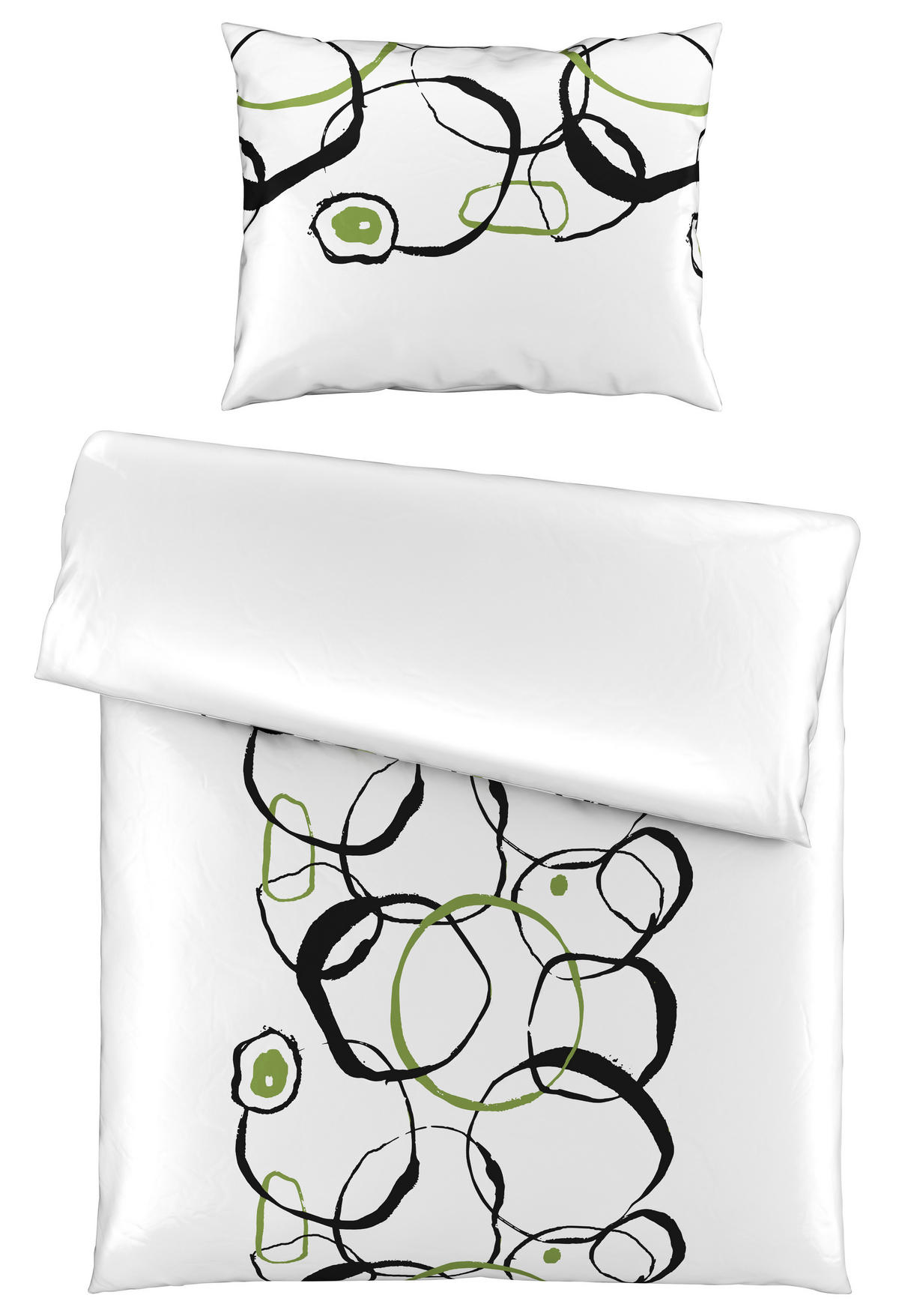 POSTELJINA SA DVA LICA SILENT LIVING 140/200 cm saten zelena, crna  - zelena/crna, Trendi, tekstil (140/200cm) - Esposa