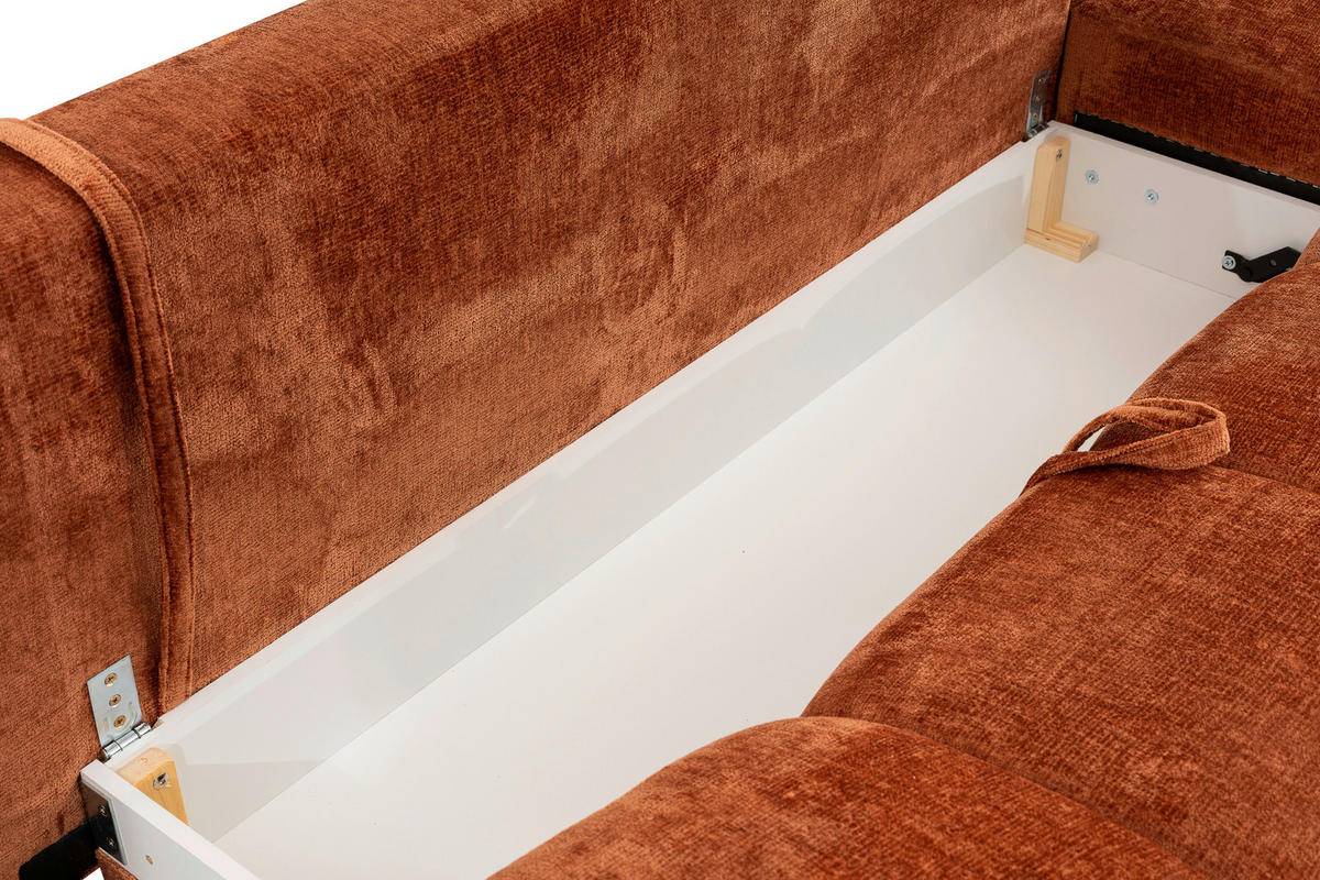 ECKSOFA in Chenille Rostfarben  - Rostfarben/Schwarz, Modern, Textil/Metall (182/290cm) - Hom`in