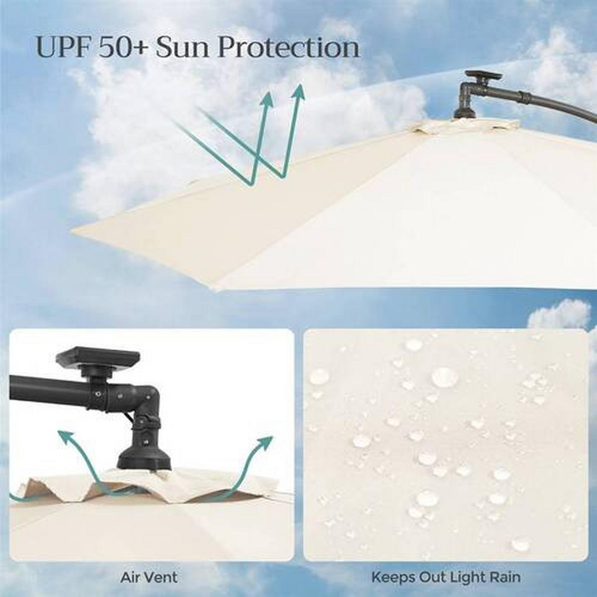 ZÁVESNÝ SLNEČNÍK 300/300 cm - čierna/béžová, Basics, kov/textil (300/300cm) - Modante