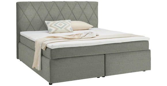 BOXSPRINGBETT 180/200 cm  in Ecru  - Ecru/Schwarz, Design, Kunststoff/Textil (180/200cm) - Xora