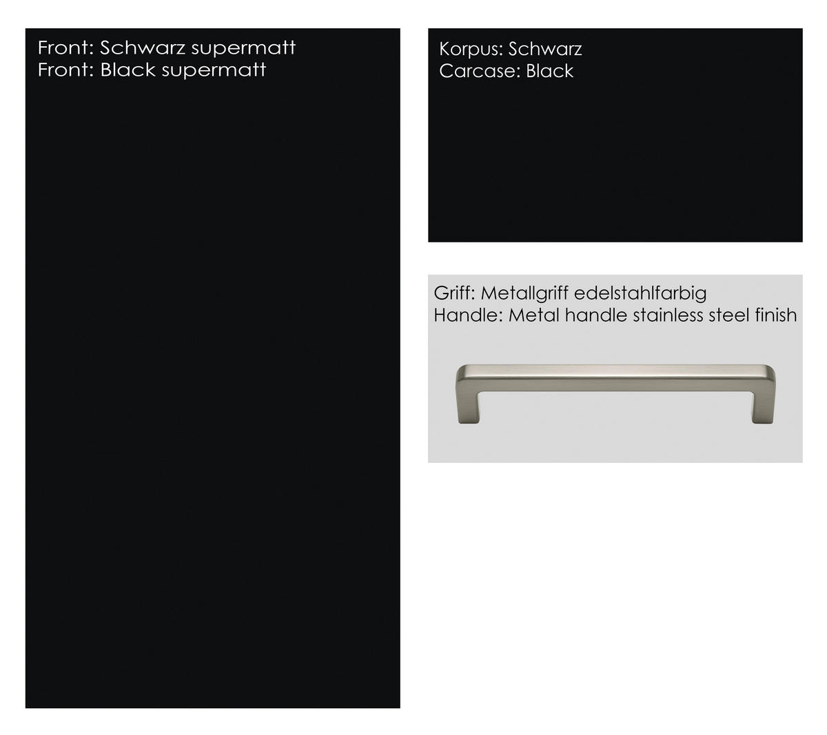 KOCHFELDUMBAUSCHRANK 90/87/56 cm  in Schwarz  - Edelstahlfarben/Schwarz, MODERN, Holzwerkstoff/Metall (90/87/56cm) - Nobilia