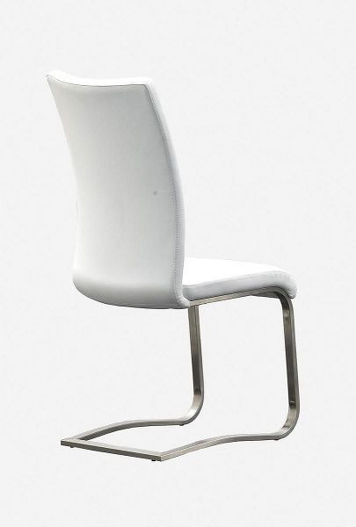 SCHWINGSTUHL  in Edelstahl Echtleder  - Edelstahlfarben/Weiß, Design, Leder/Metall (43/103/52cm) - Livetastic