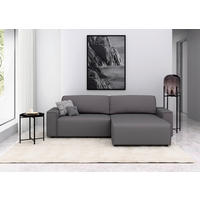 ECKSOFA in Struktur Anthrazit  - Anthrazit/Schwarz, Modern, Kunststoff/Textil (265/164cm) - Trendmanufaktur
