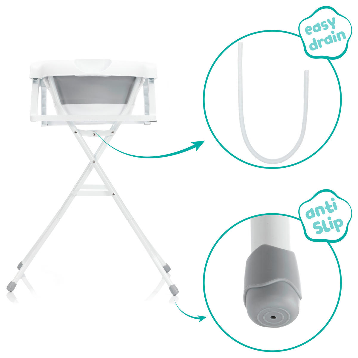BABYBADEWANNE  - Hellgrau/Weiß, Basics, Kunststoff (21/85/47cm) - Fillikid