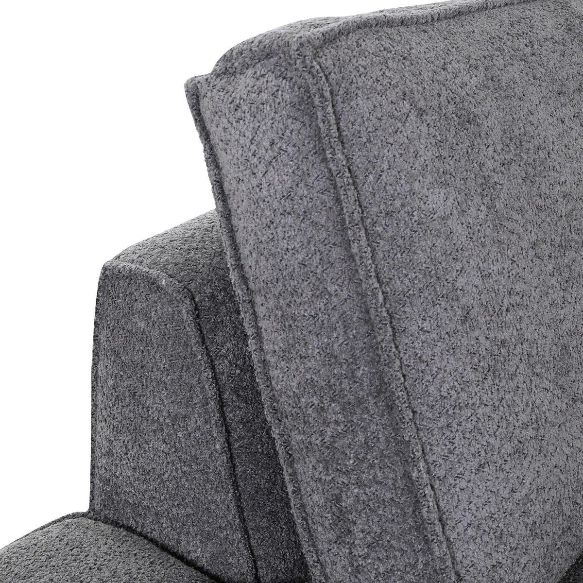 ECKSOFA in Teddystoff Grau  - Anthrazit/Schwarz, Konventionell, Textil/Metall (190/270cm) - Carryhome