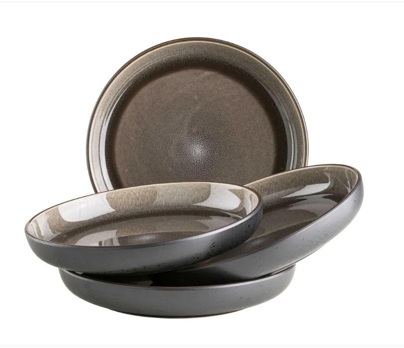 TELLERSET 4-teilig  - Schwarz/Braun, Basics, Keramik - Mäser