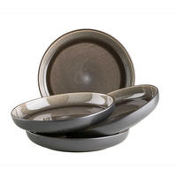TELLERSET 4-teilig  - Schwarz/Braun, Basics, Keramik - Mäser
