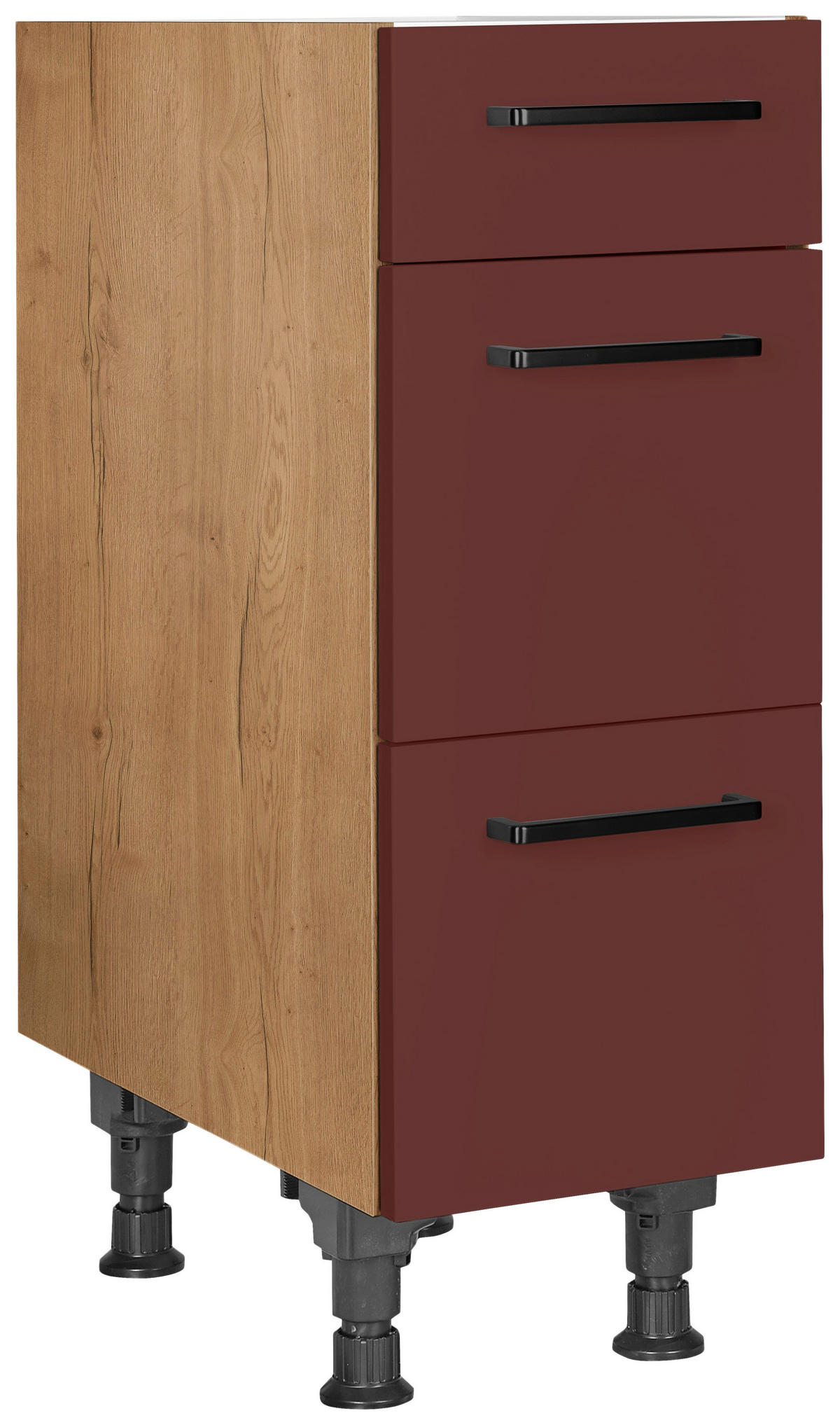 SCHUBKASTENUNTERSCHRANK 30/87/56 cm  in Rot, Eichefarben  - Eichefarben/Rot, MODERN, Holzwerkstoff/Metall (30/87/56cm) - Nobilia