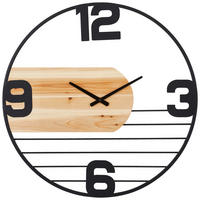 WANDUHR Naturfarben, Schwarz 60/60/5 cm  - Schwarz/Naturfarben, LIFESTYLE, Holz/Metall (60/60/5cm) - Landscape