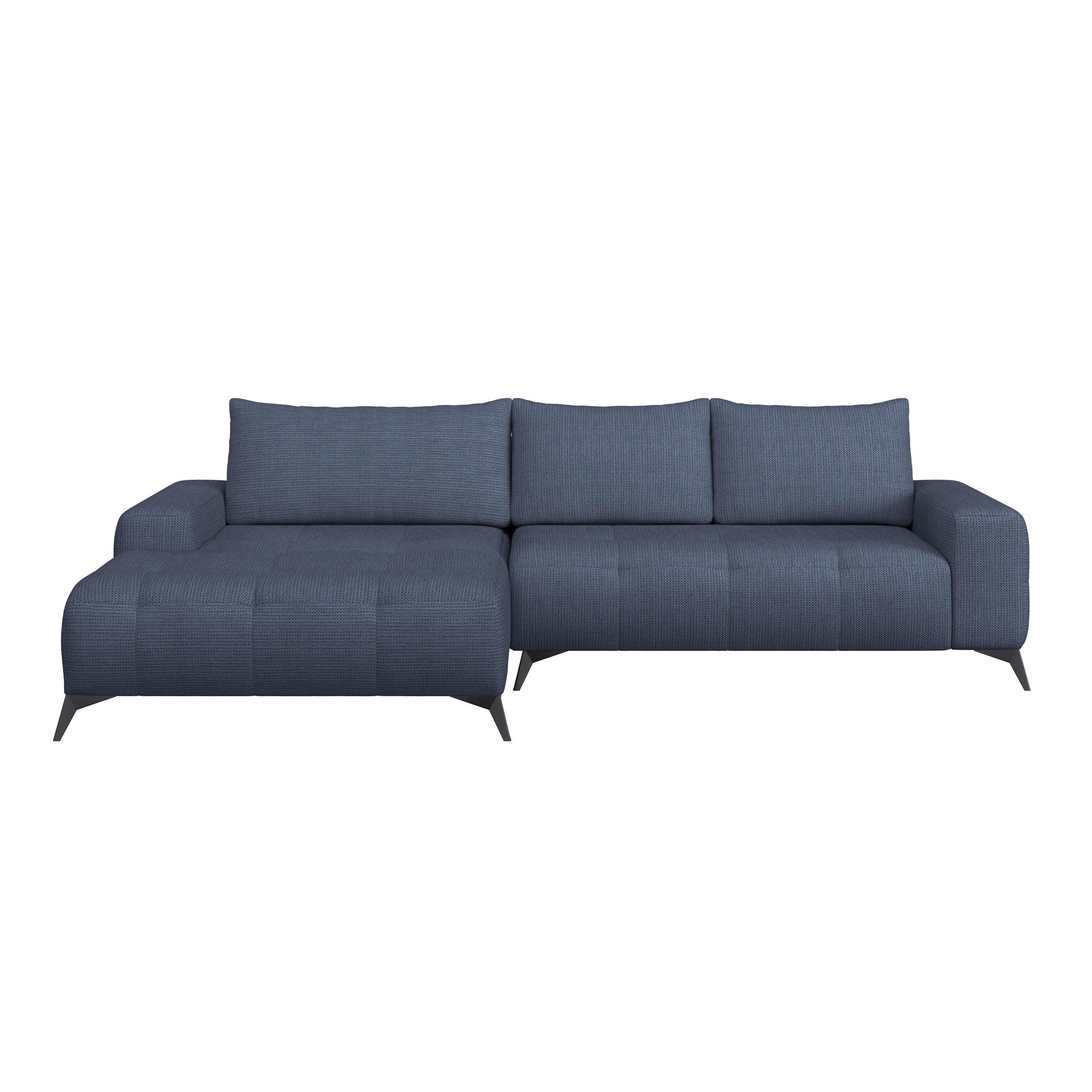 ECKSOFA MAURO Blau Flachgewebe  - Blau/Schwarz, Trend, Textil/Metall (175/290cm) - MID.YOU