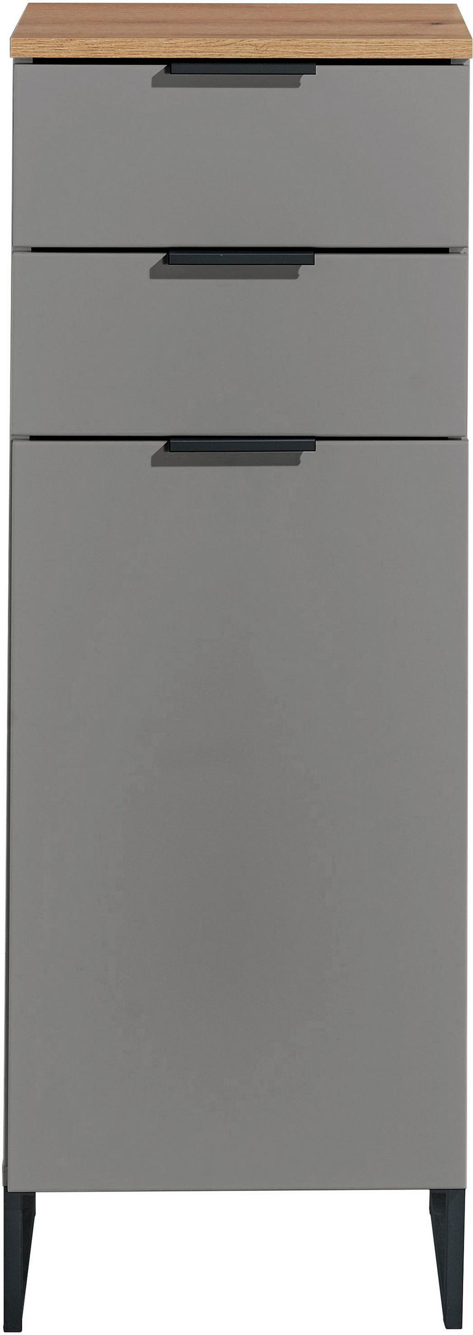 Thumbnail - home24 Midischrank Denver, Grau, Eiche, Metall, 2 Schublade(n) Schubladen, 38x106x32 cm, Typenauswahl, Beimöbel erhältli...