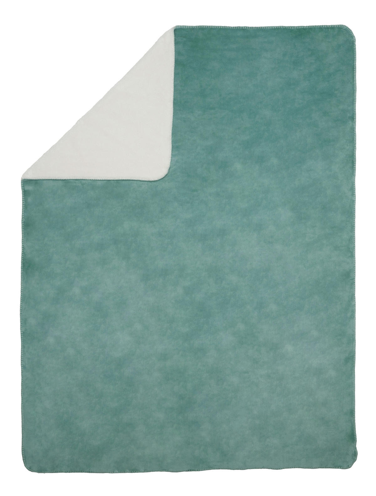 PLÉD, 150/200 cm - bílá/šalvějově zelená, Basics, plast (150/200cm) - Novel