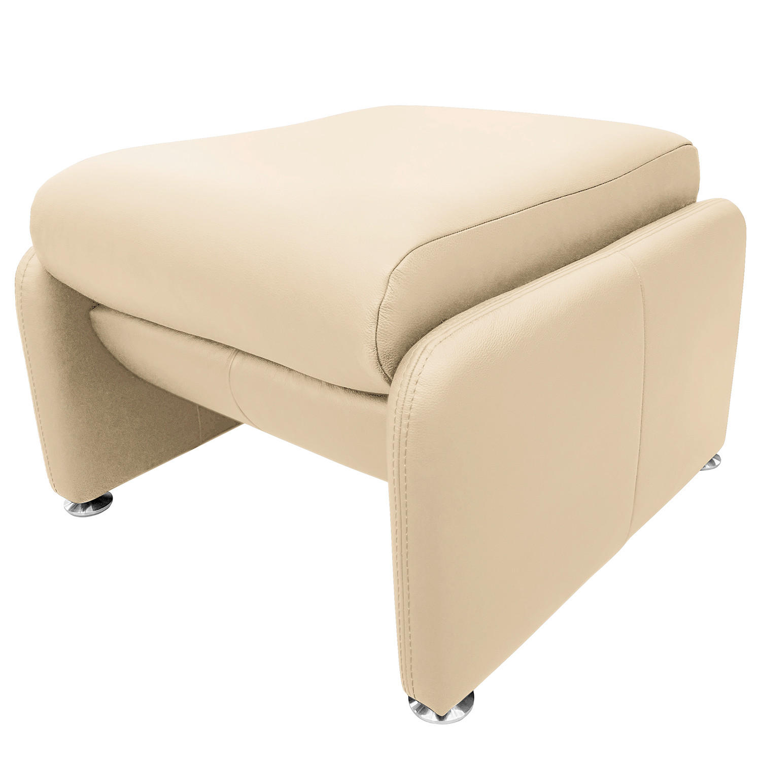 HOCKER Echtleder Beige  - Beige/Silberfarben, Design, Leder/Metall (62/42/60cm) - Livetastic