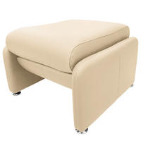 HOCKER Echtleder Beige  - Beige/Silberfarben, Design, Leder/Metall (62/42/60cm) - Livetastic