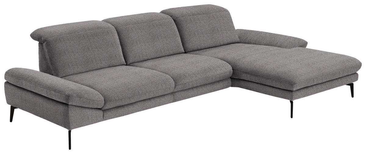 ECKSOFA in Chenille Graubraun  - Graubraun/Schwarz, Design, Textil/Metall (319/188cm) - Beldomo System