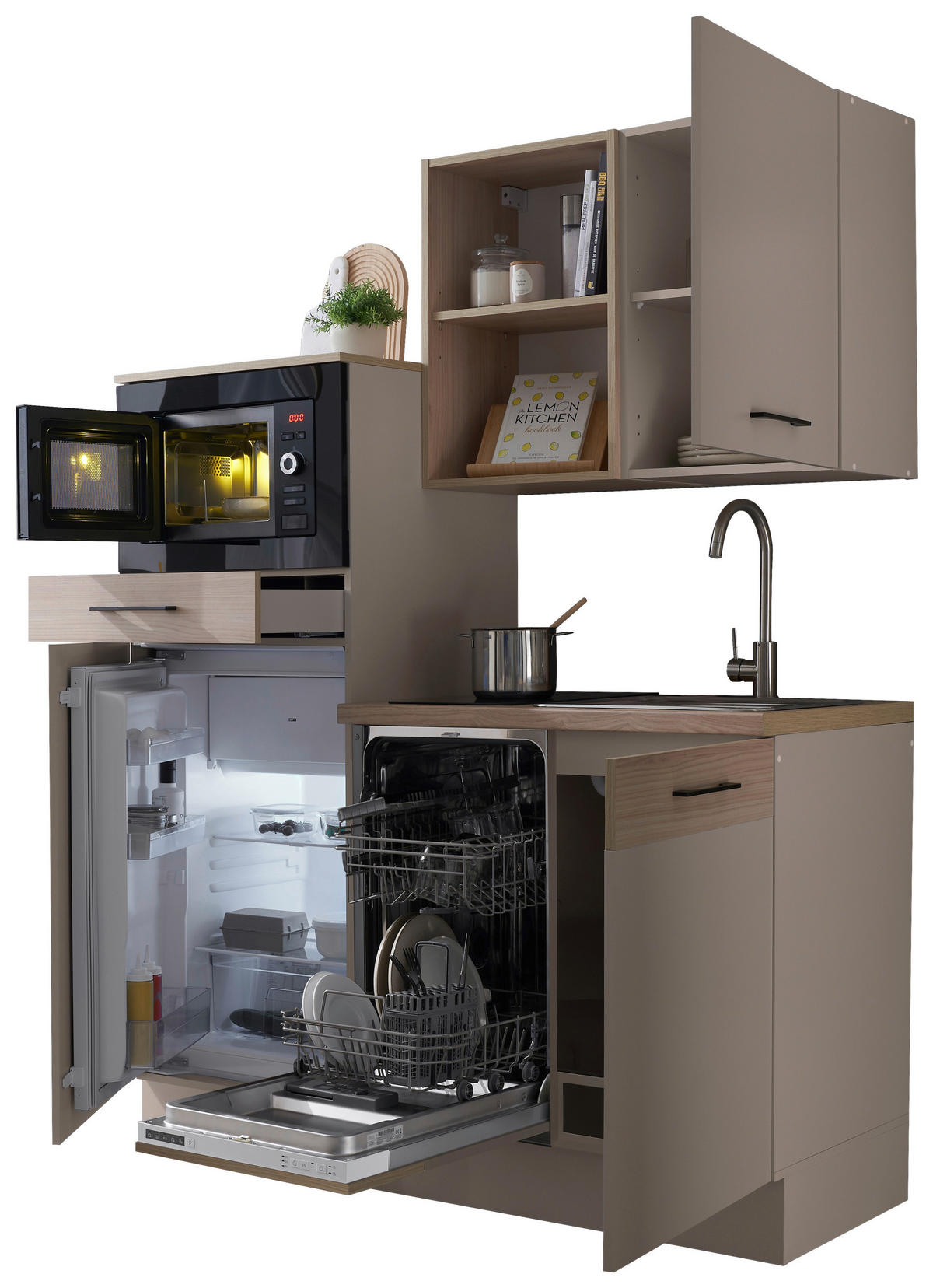 KÜCHENBLOCK   in Eichefarben, Kaschmir  - Kaschmir/Eichefarben, Trend, Holzwerkstoff/Metall (150/210/60cm) - MID.YOU