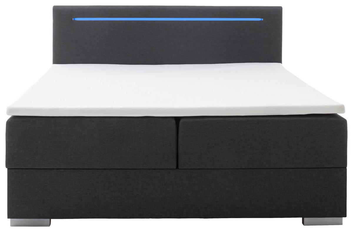 BOXBETT 180/200 cm  in Anthrazit  - Edelstahlfarben/Anthrazit, MODERN, Kunststoff/Textil (180/200cm) - Livetastic