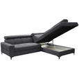 ECKSOFA in Struktur Dunkelgrau  - Dunkelgrau/Schwarz, MODERN, Textil/Metall (254/212cm) - Carryhome