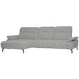 ECKSOFA in Chenille, Flachgewebe Hellgrau  - Hellgrau/Schwarz, Design, Textil/Metall (165/318cm) - Xora