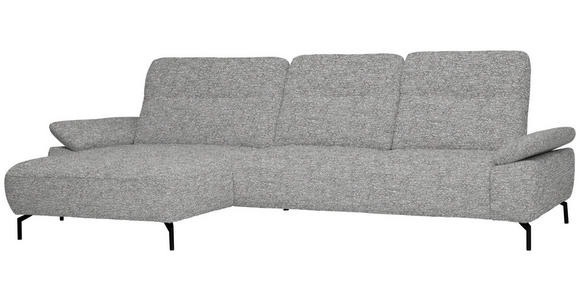 ECKSOFA in Chenille, Flachgewebe Hellgrau  - Hellgrau/Schwarz, Design, Textil/Metall (165/318cm) - Xora