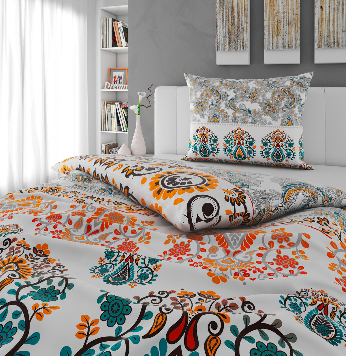 VÄNDBART PÅSLAKANSET satin 150/210 cm  - multicolor, Trend, textil (150/210cm) - Esposa