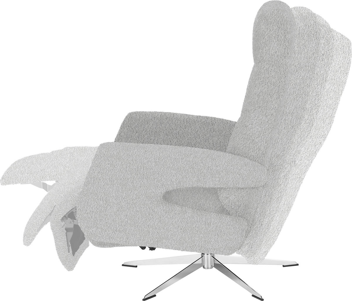 RELAXSESSEL Teddystoff Relaxfunktion, Fußteilverstellung    - Chromfarben/Hellgrau, Design, Textil/Metall (75/106/89cm) - Welnova