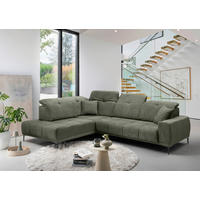 ECKSOFA NESTO Dunkelgrün Chenille Zierkissen, Kopfteilverstellung, Sitzvorzug  - Dunkelgrün/Schwarz, Basics, Textil/Metall (232/305cm) - Livetastic