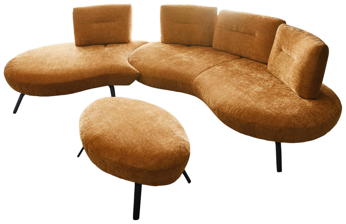 BIGSOFA Flachgewebe Senfgelb  - Senfgelb/Schwarz, Design, Textil/Metall (456/93/138cm) - Moderano