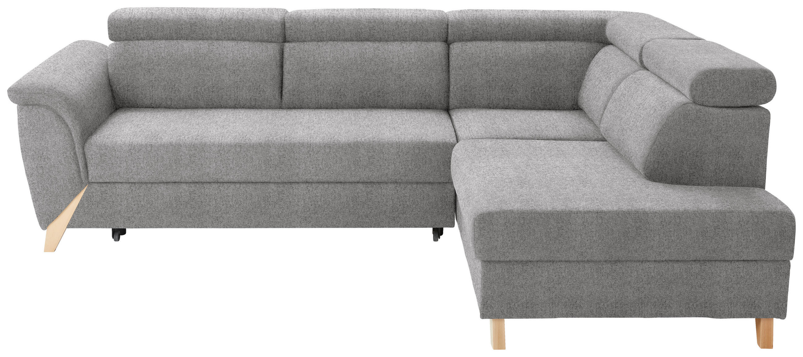 ECKSOFA  in Chenille Hellgrau  265/200 cm  - Hellgrau/Naturfarben, KONVENTIONELL, Holz/Textil (265/200cm) - Stylife