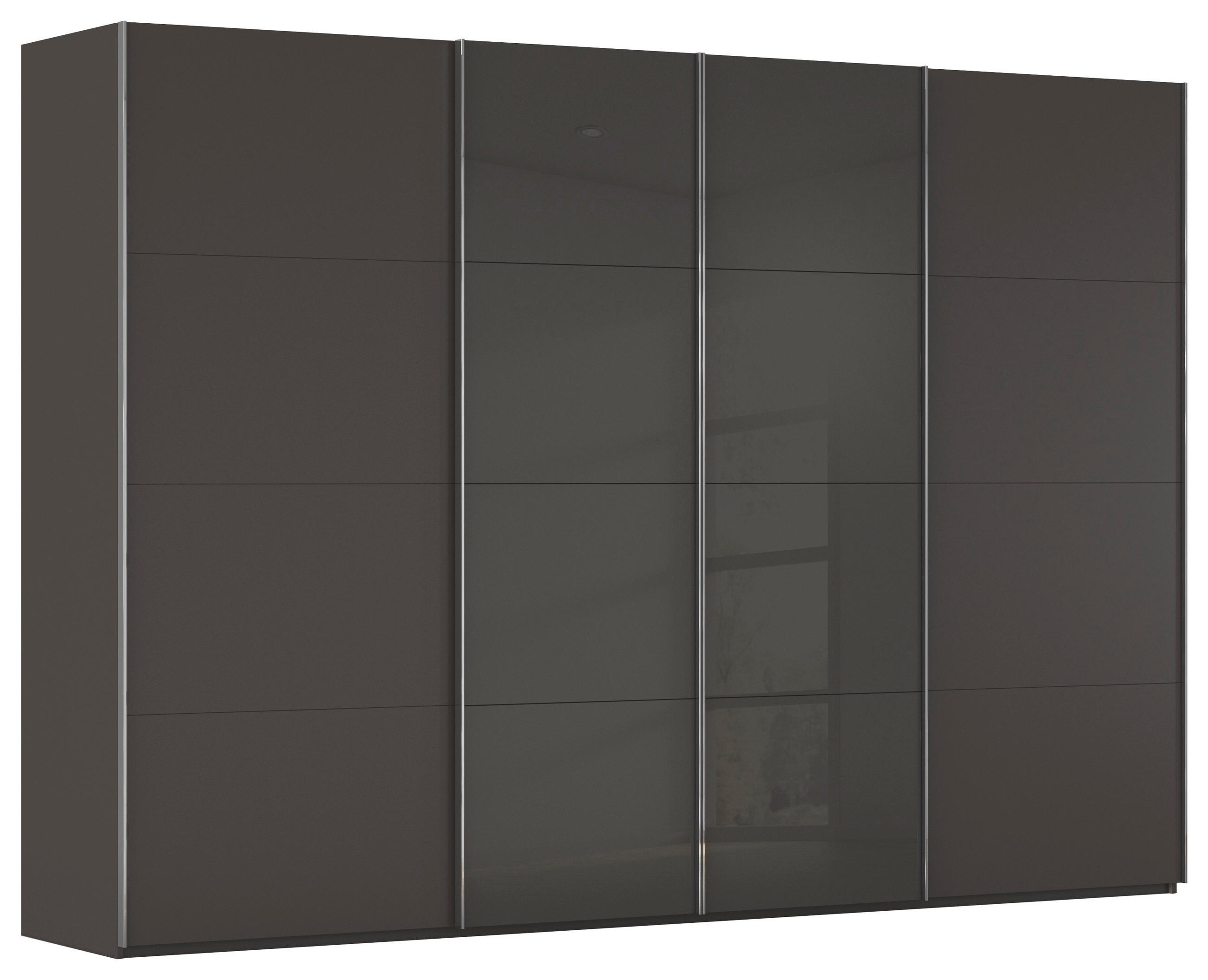 SCHWEBETÜRENSCHRANK  in Graphitfarben, Schwarz  - Chromfarben/Graphitfarben, KONVENTIONELL, Glas/Holzwerkstoff (315/235/68cm) - Novel
