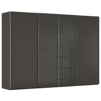 SCHWEBETÜRENSCHRANK 316/223/68 cm 4-türig Graphitfarben, Schwarz  - Chromfarben/Graphitfarben, KONVENTIONELL, Glas/Holzwerkstoff (316/223/68cm) - Novel