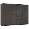 SCHWEBETÜRENSCHRANK 316/223/68 cm 4-türig Graphitfarben, Schwarz  - Chromfarben/Graphitfarben, KONVENTIONELL, Glas/Holzwerkstoff (316/223/68cm) - Novel