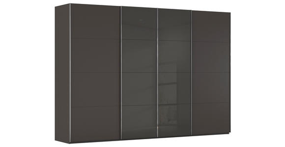 SCHWEBETÜRENSCHRANK 316/223/68 cm 4-türig Graphitfarben, Schwarz - Chromfarben/Graphitfarben, KONVENTIONELL, Glas/Holzwerkstoff (316/223/68cm) - Novel