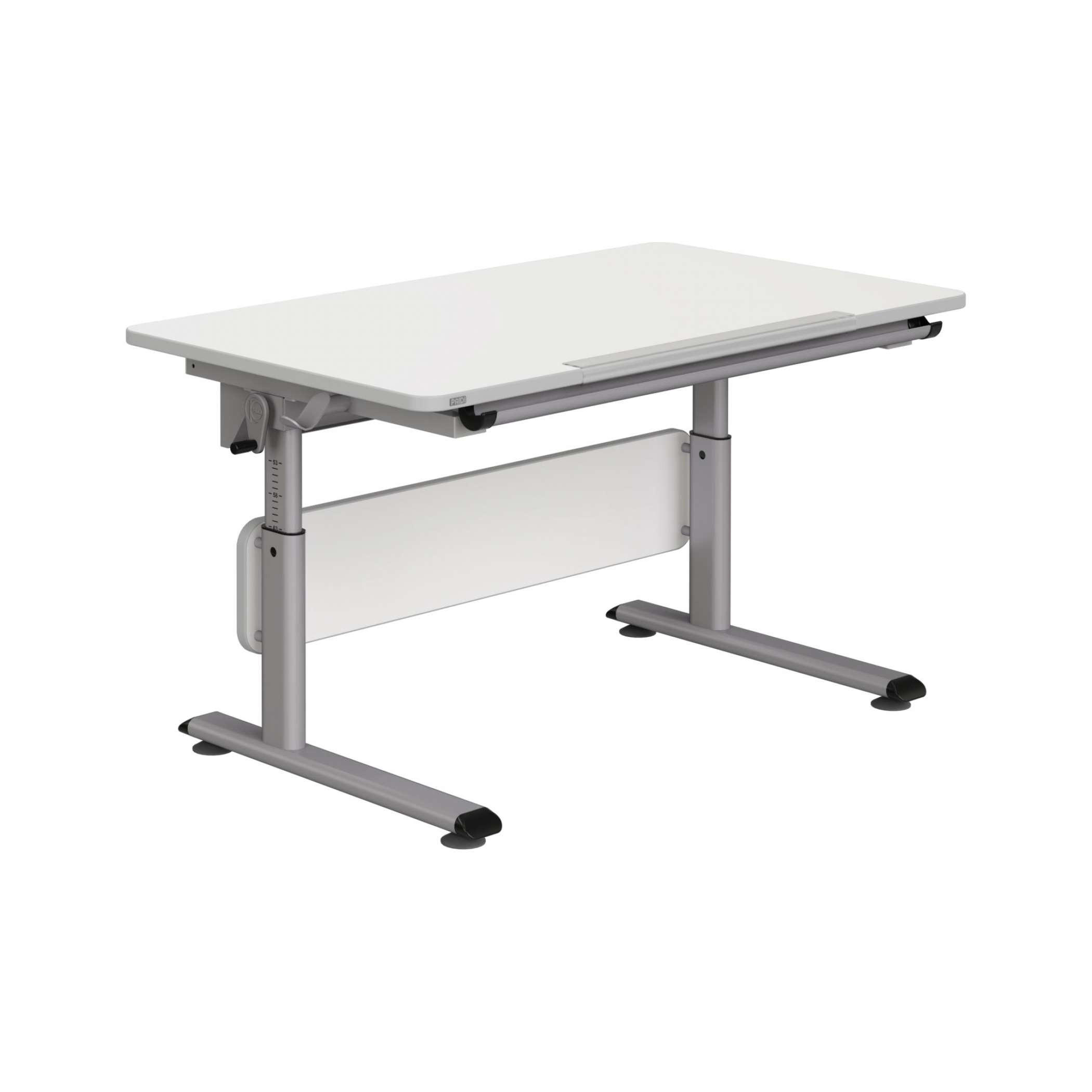 IFJÚSÁGI ÍRÓASZTAL  - ezüst/fehér, Basics, faalapú anyag/fém (120/70/53-79cm) - Paidi