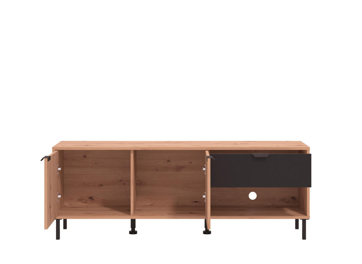 TV-ÁLLVÁNY fekete, Artisan tölgy  - fekete/Artisan tölgy, Basics, faalapú anyag (150,5/40/54,5cm) - Xora