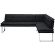 ECKBANK 213/154 cm Mikrofaser Schwarz, Chromfarben Metall   - Chromfarben/Schwarz, Design, Textil/Metall (213/154cm) - Novel