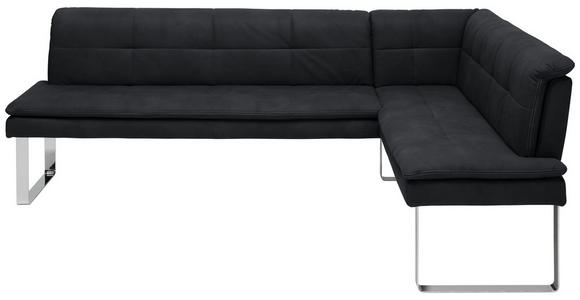 ECKBANK 213/154 cm Mikrofaser Schwarz, Chromfarben Metall - Chromfarben/Schwarz, Design, Textil/Metall (213/154cm) - Novel