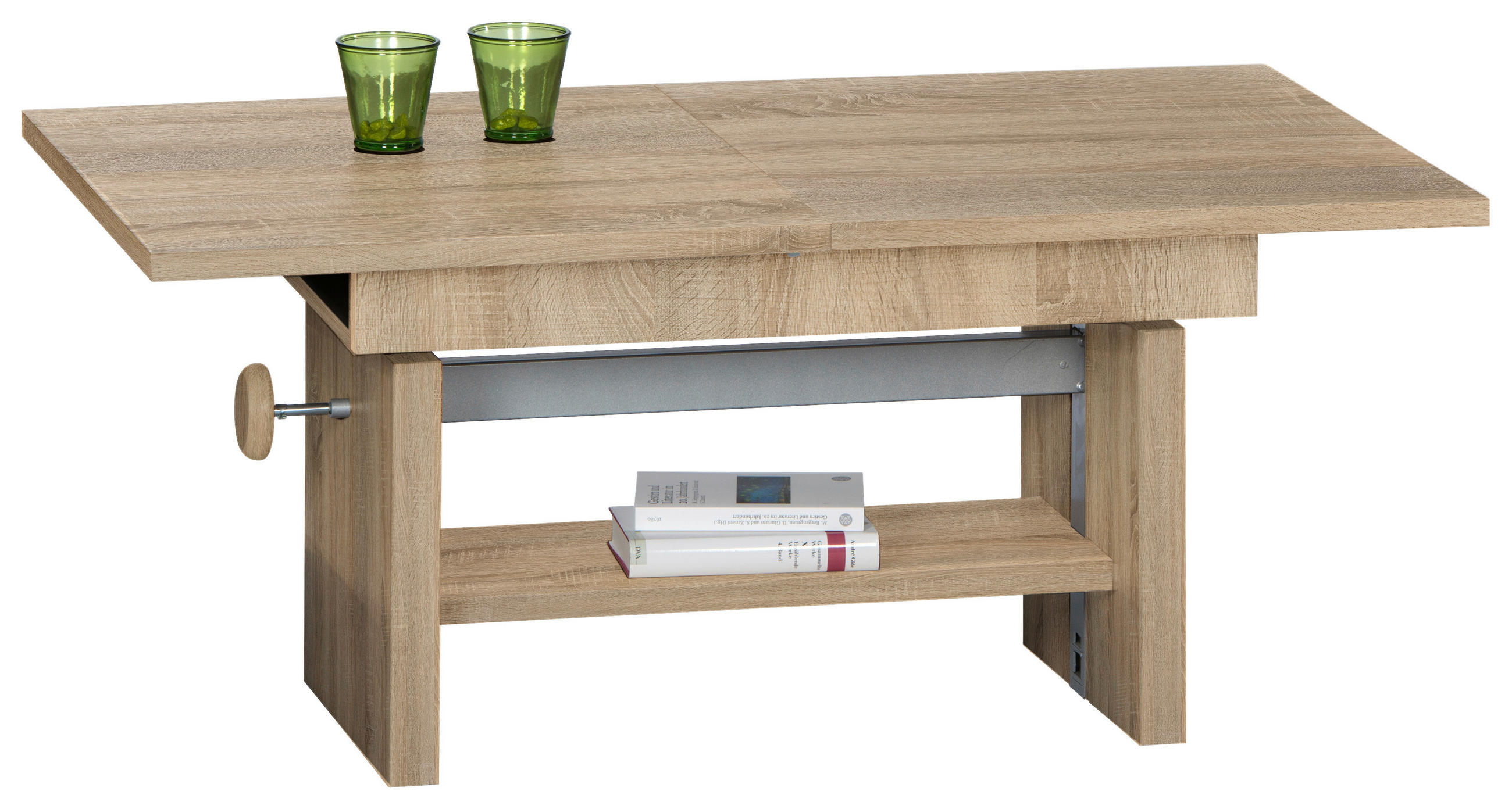 Couchtisch Höhenverstellbar + Ausziehbar Event, Eiche Dekor