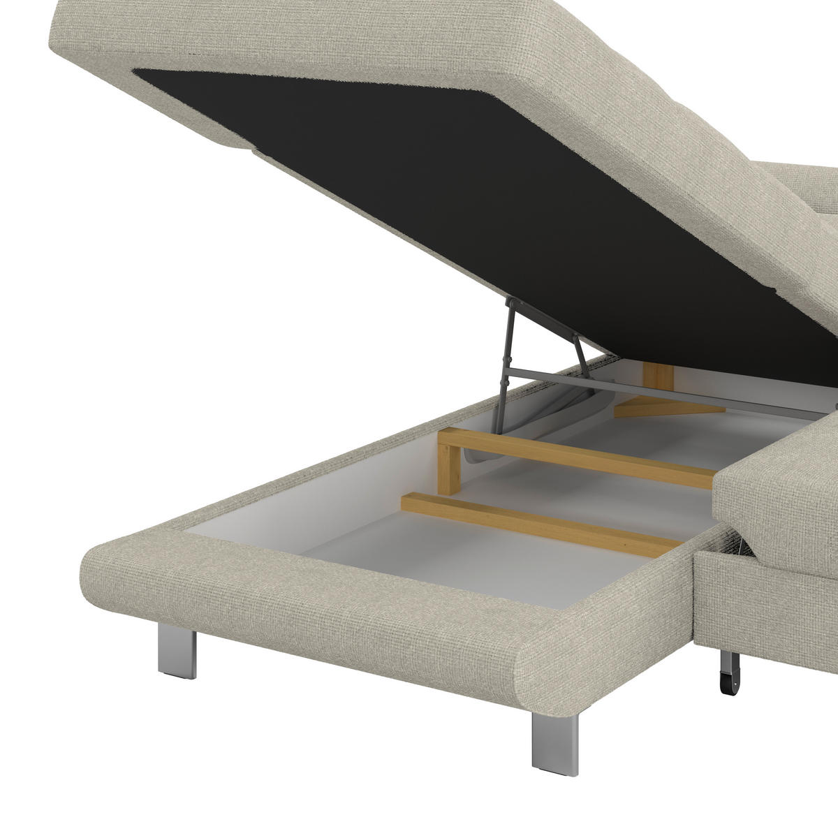 ECKSOFA in Drell Greige  - Greige, Modern, Textil/Metall (230/270cm) - MID.YOU