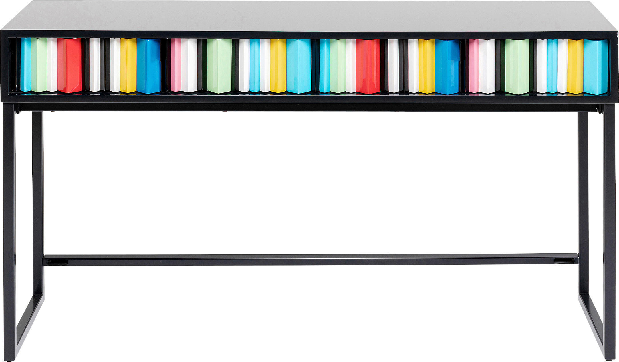 KONSOLENTISCH Recyclingholz massiv Multicolor  - Multicolor/Schwarz, Holz/Metall (135,50/40/78cm) - Kare-Design