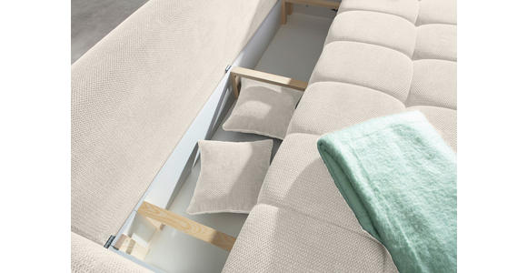 SCHLAFSOFA Plüsch Creme  inkl. Zierkissen, Rückenkissen, Bettkasten, Schlaffunktion, Rücken echt, Liegefläche im Originalstoff  - Creme/Schwarz, KONVENTIONELL, Kunststoff/Textil (200/73/105cm) - Carryhome