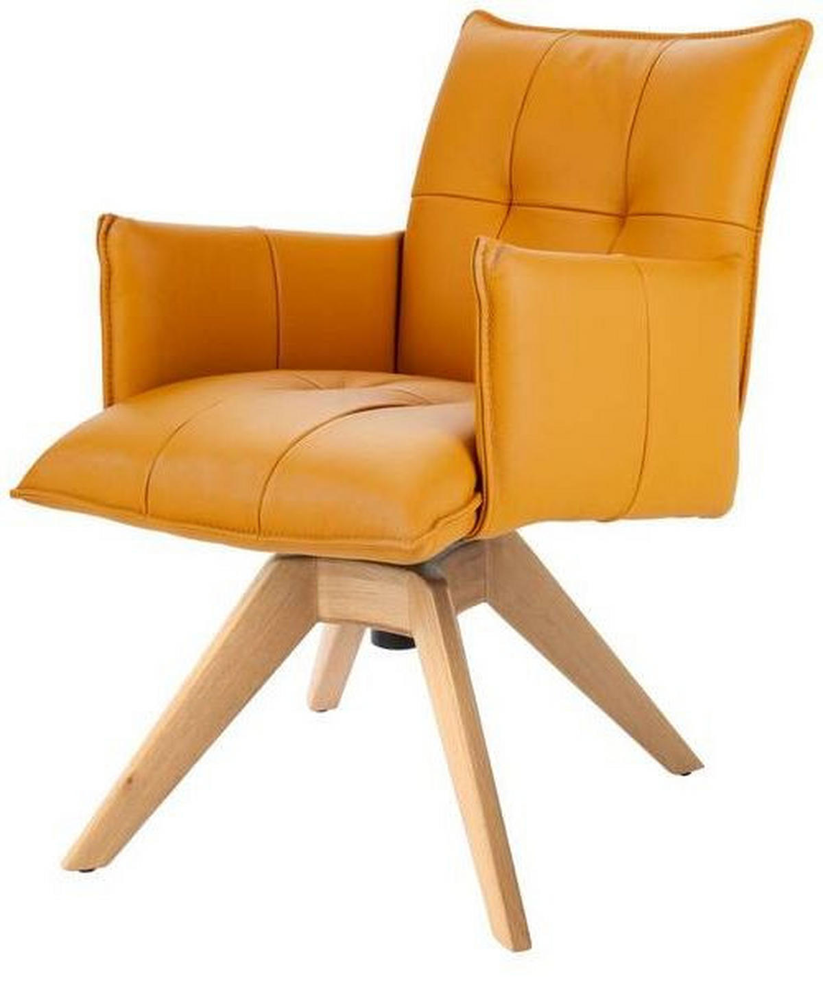 ARMLEHNSTUHL  in Echtleder pigmentiert  - Eichefarben/Dunkelgelb, Design, Leder/Holz (86/57/65cm) - Valnatura